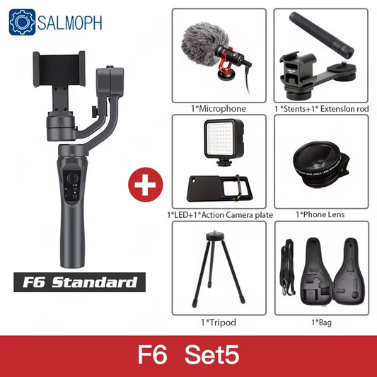 S5B / F6 3 Axis Gimbal Handheld Stabilizer Cellphone Action Camera Holder anti Shake Video Record Smartphone Gimbal for Phone