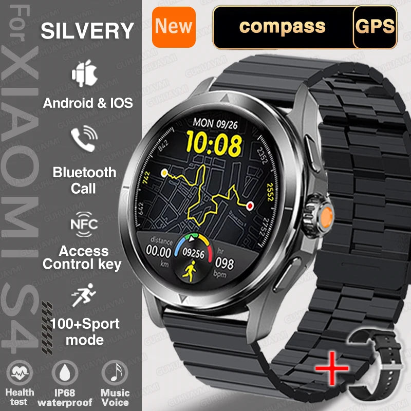 Xiaomi S4 Ultra Smartwatch – AMOLED Display, NFC, GPS, Compass, Heart Rate Monitoring, Waterproof, Bluetooth Calling