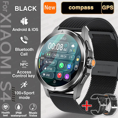 Xiaomi S4 Ultra Smartwatch – AMOLED Display, NFC, GPS, Compass, Heart Rate Monitoring, Waterproof, Bluetooth Calling