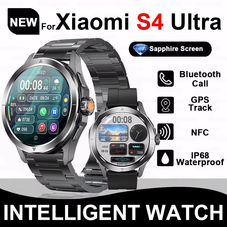 Xiaomi S4 Ultra Smartwatch – AMOLED Display, NFC, GPS, Compass, Heart Rate Monitoring, Waterproof, Bluetooth Calling